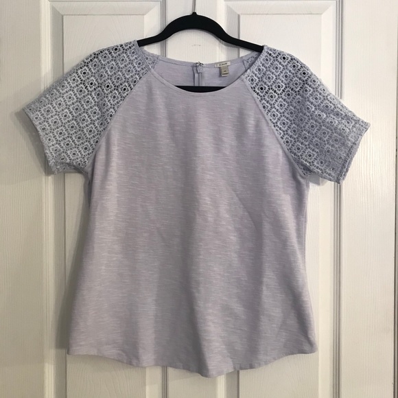 J. Crew Periwinkle Short Sleeve Top w/ Lace Detail